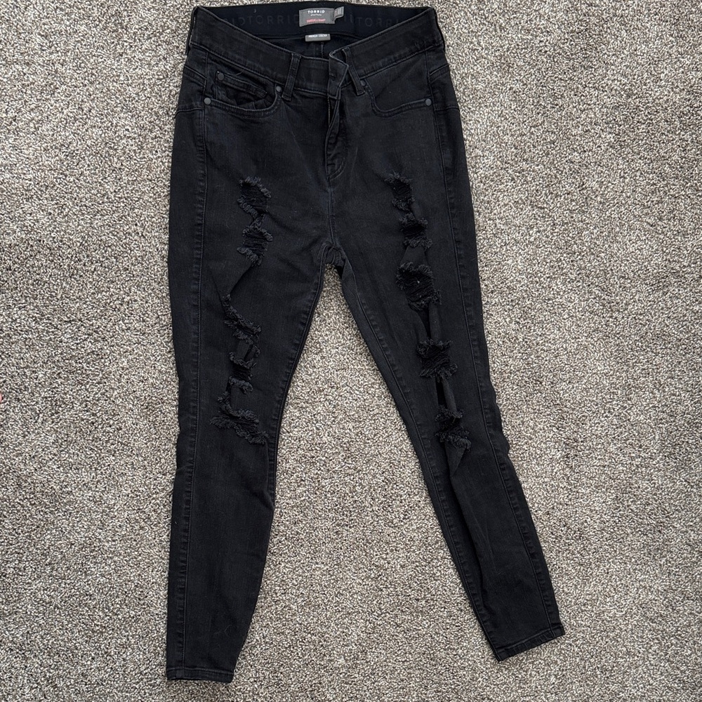 Torrid Dark Distressed Skinny Jeans